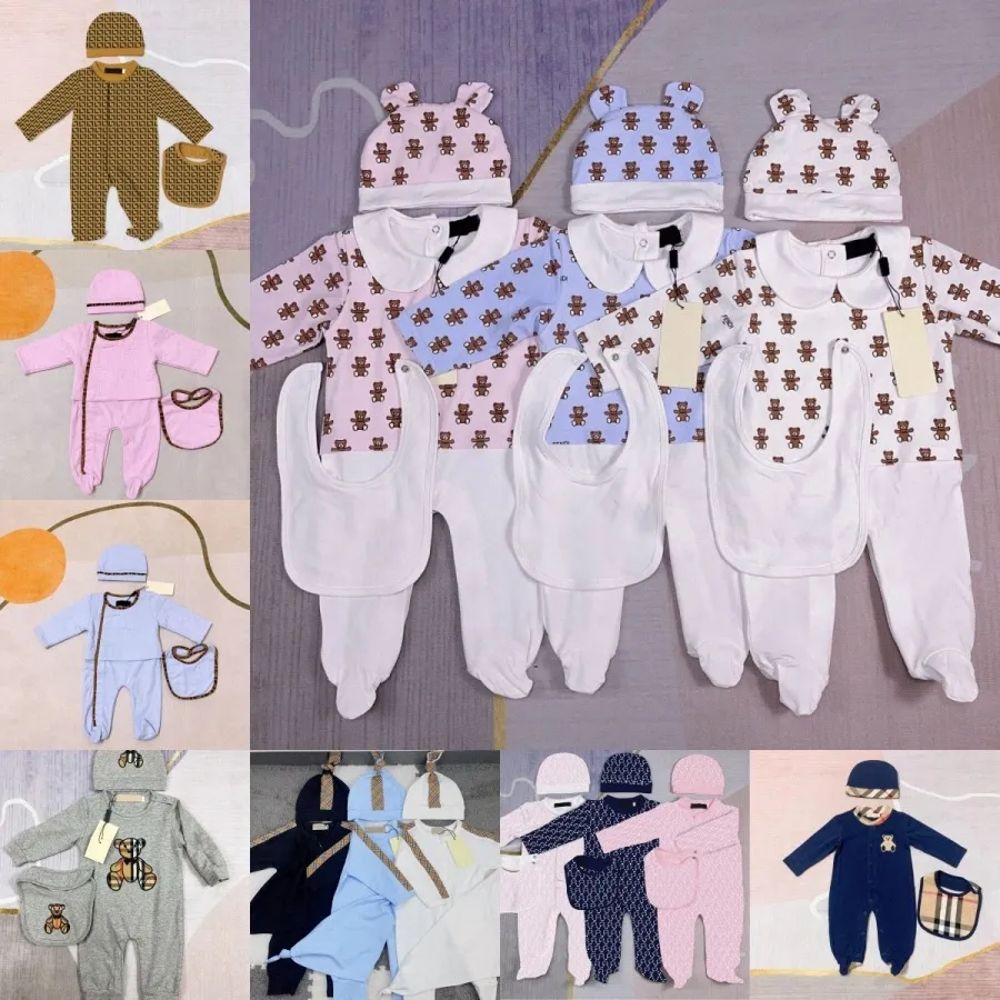 Детские компоны устанавливают детские комбинезоны детская одежда с длинным рукавом печать мальчики девочки осенние вязаные новорожденные одежда для детей с шляпой Badysuit BAB U9UB#