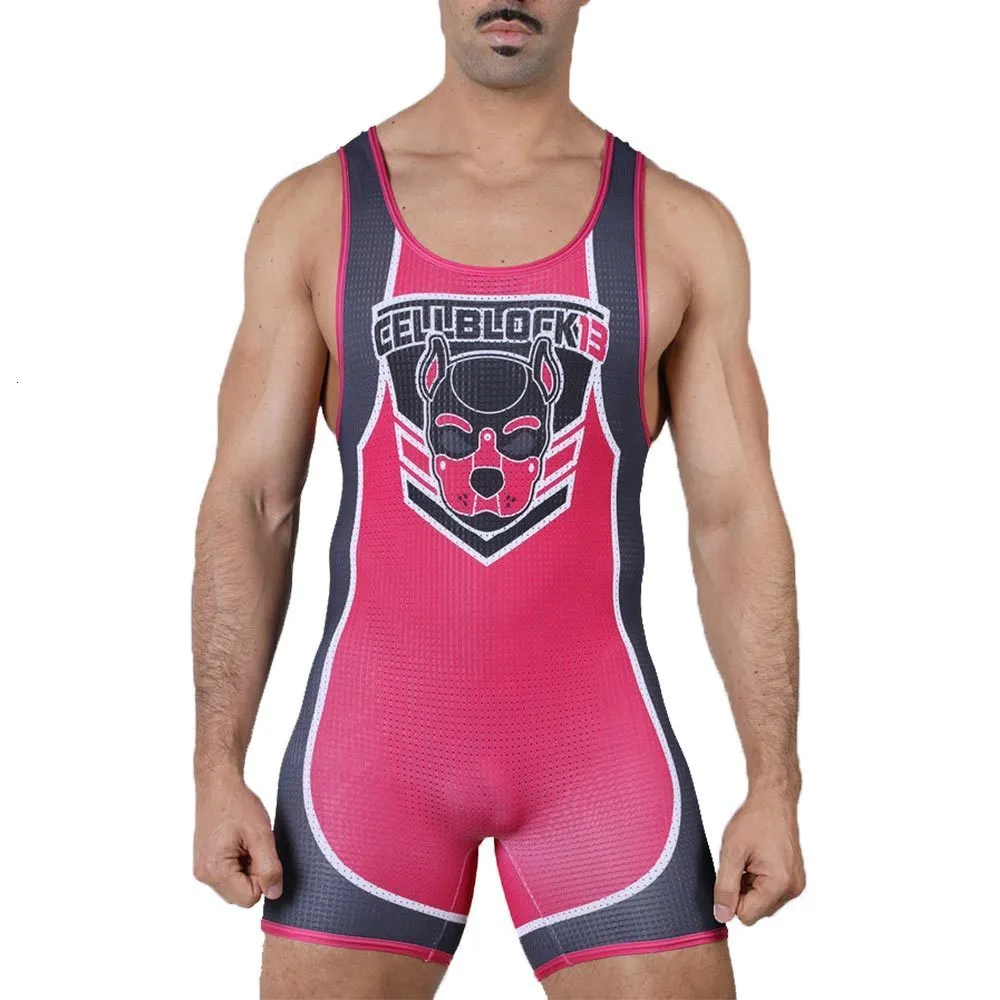 Camisetas ao ar livre Wrestling Singlets Terno Profissional Macacão Competição de Treinamento Freestyle Wrestling Terno Alta Elástico Masculino Sem Mangas Outfit 230825