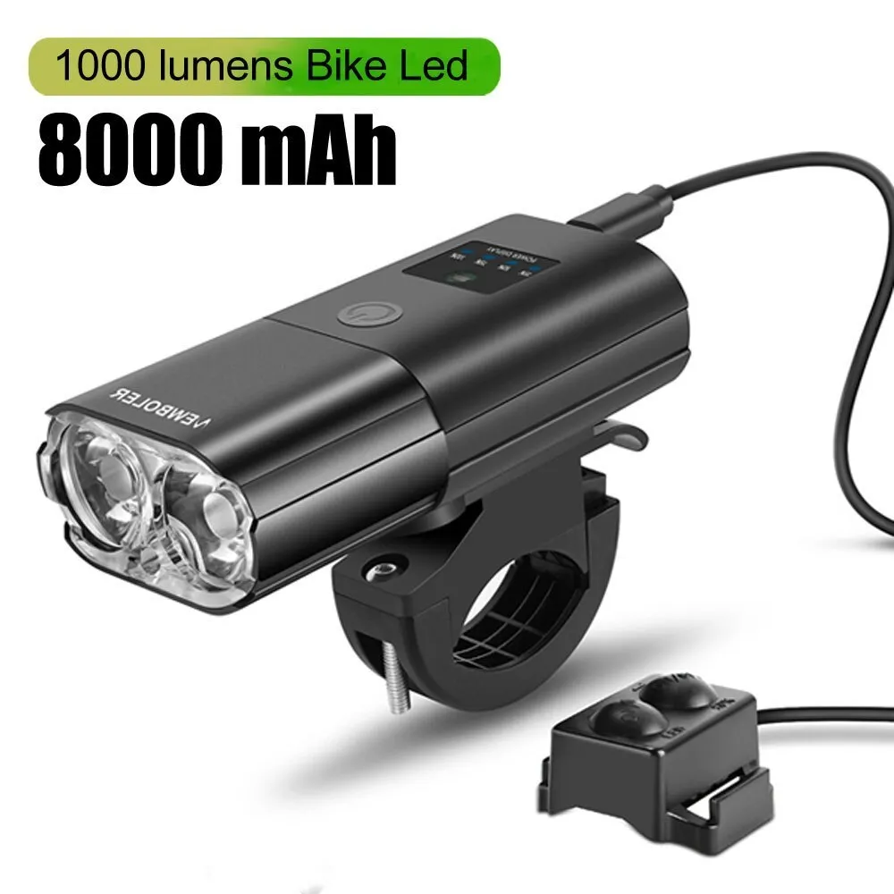 Fietsverlichting Fietslicht 1000 lumen 4000 mAh Fietskoplamp Power Bank Zaklamp Stuur USB Opladen MTB Wegwielrennen Hoogtepunt 230824