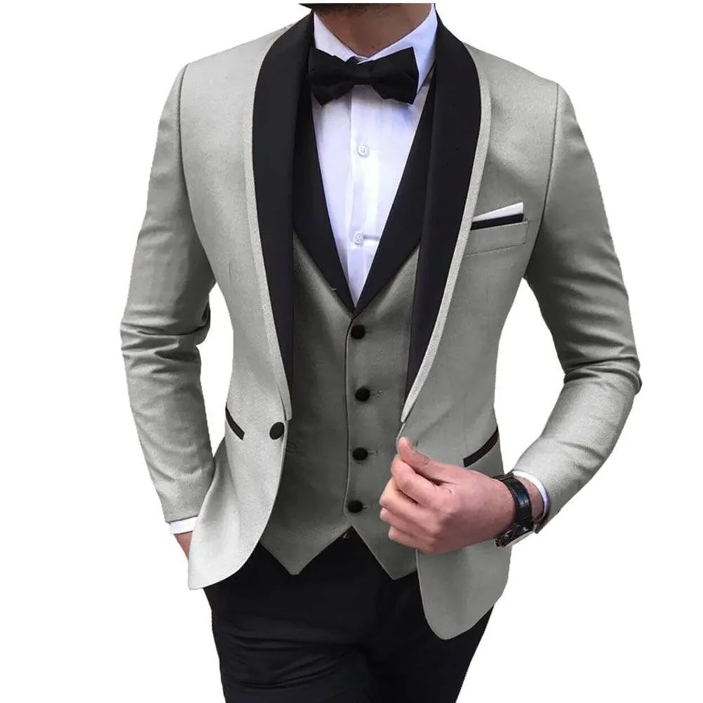 Trajes para hombres Blazers Traje casual de negocios europeo y americano Conjunto de tres piezas Novio Hombre Banquete de boda Tamaño grande Guapo 230824