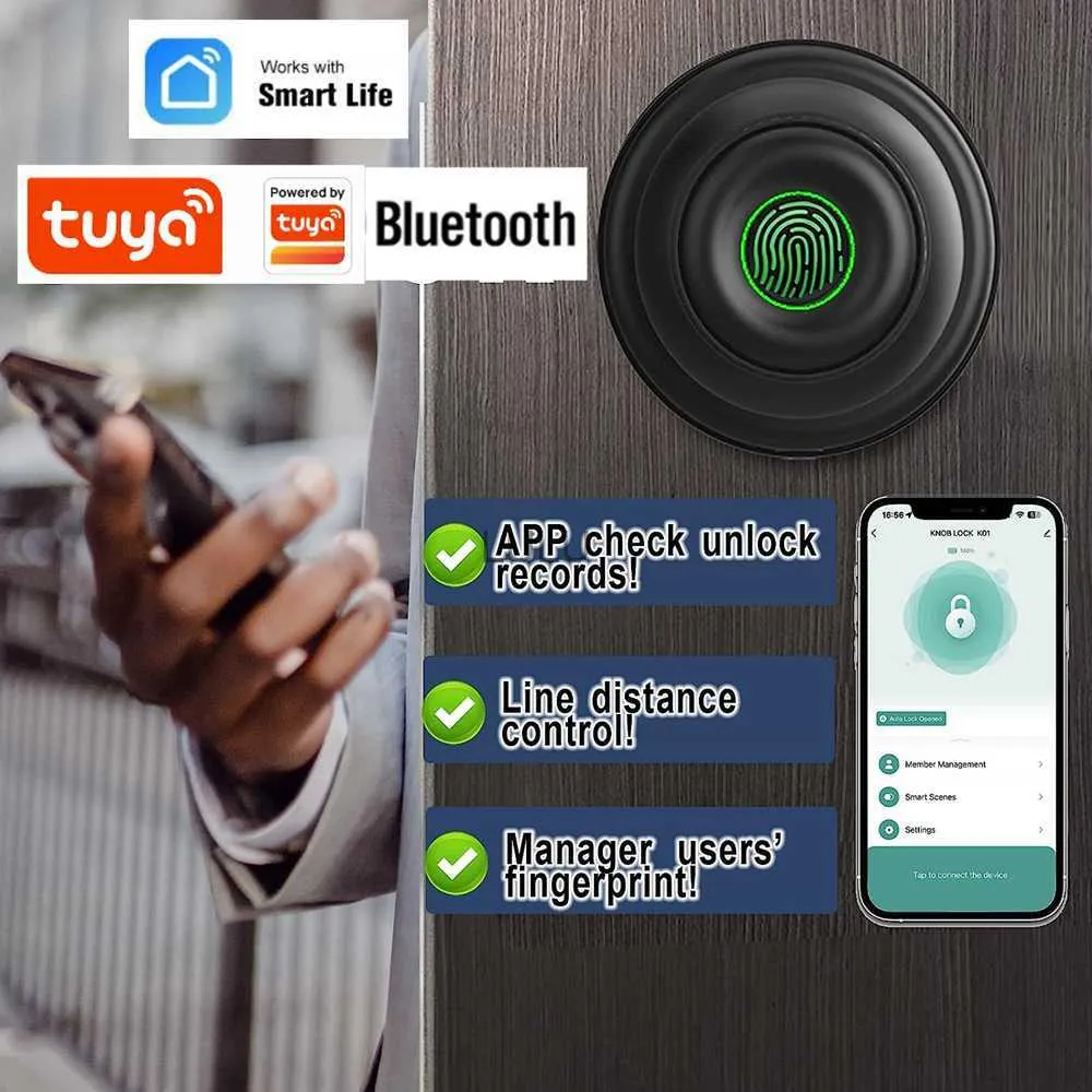 Smart Home Home Home Отпечаток отпечатков пальцев Bluetooth Smart Door Lock Biometric Pyfer -отпечаток разблокировать ключ.