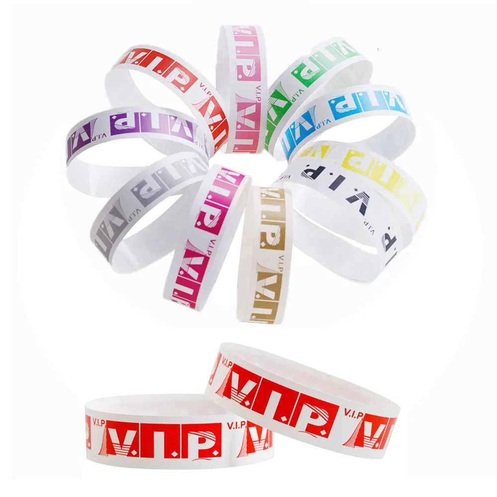 Autres fournitures de fête d'événement 1000pcs VIP décoration papier bracelet bracelets synthétiques réunion collante couleur unie bracelet 230824