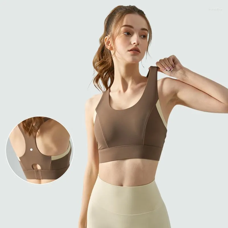 Yoga Outfit Sports Bra With Logo Nylon Seamless Back Buckle Women