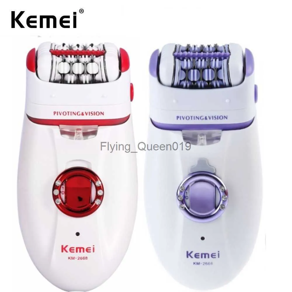 Kemei 2 in 1 Epilator Electric Shaver Defaitherer脱毛剤充電式KM-2668ヘアリムーバー女性の身体フェイスHKD 230825。