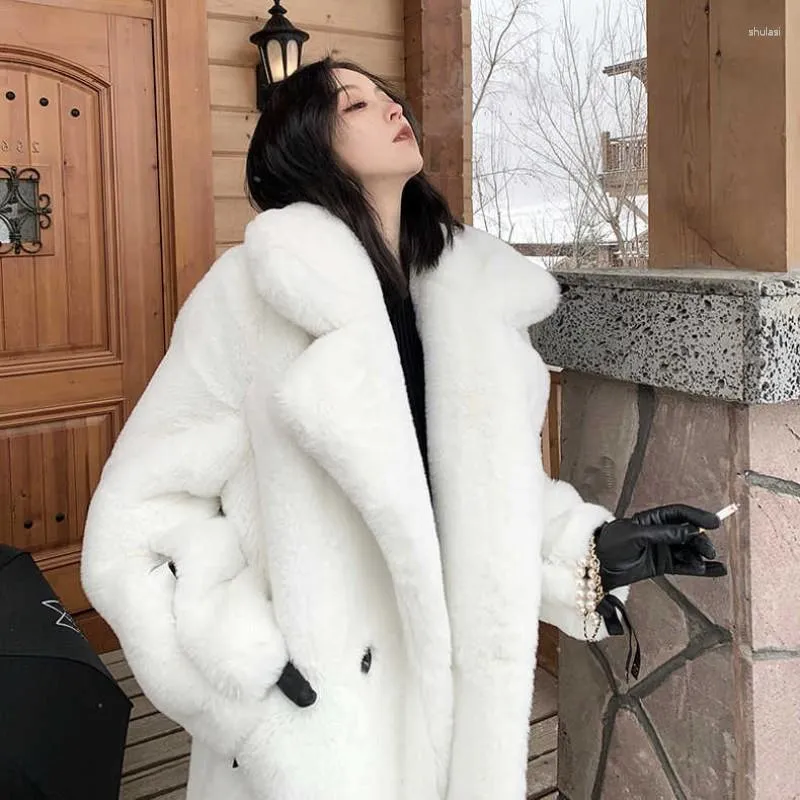 Veste mi longue fausse fourrure femme new arrivals