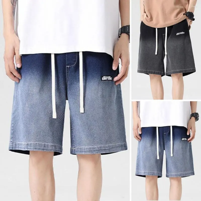 Mens Jeans Wide Leg Baggy Denim Shorts Men Summer Thin Solid Color Casual  Loose Simple Knee Length 5 Point Pants Drawstring Straight From 14,88 €