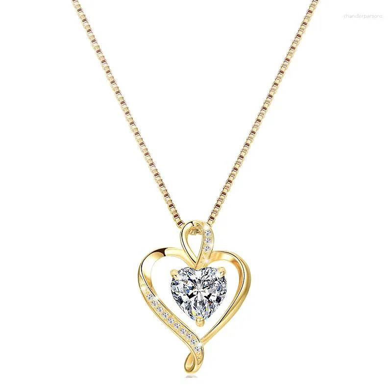 Pendentif Colliers Huitan 2023 Collier de coeur pour femmes Fancy Box Chaîne Gold Couleur Anniversaire de mariage Anniversaire Cadeau Déclaration Bijoux