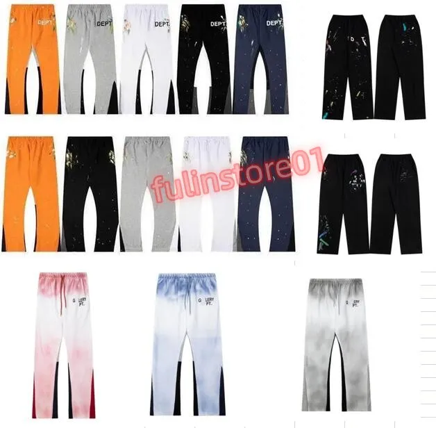 Calças tecnológicas Jeans masculinos Mens Dept Pants Galleryes Sweatpants Speckled Letter Print Algodão Feminino Casal Solto Versátil Casual Reta Calças de outono US S-XL we1