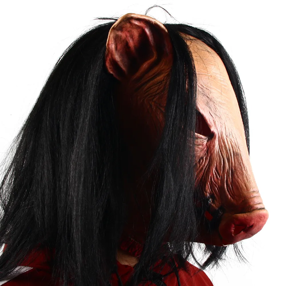 Horror Themed Halloween Adult Donkey Mask With Scary Saw Pig