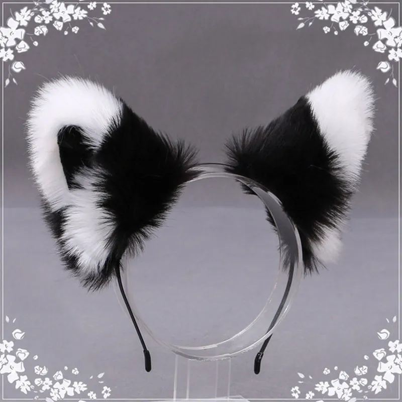 Bandeaux 1 PC réaliste fourrure animaux chat oreilles bandeau Lolita mignon fausse fourrure Anime cheveux cerceau Halloween Cosplay fête casque 230826