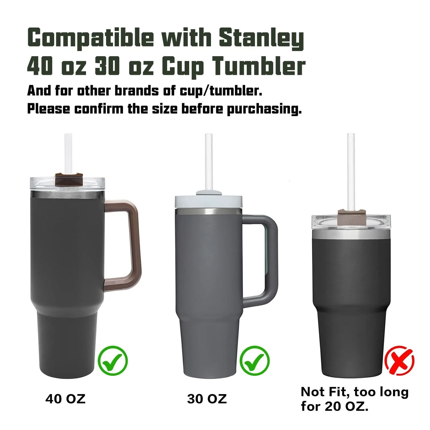 Set Of Replacement Straws For Stanley Cup Tumbler 40 Oz And 30 Oz