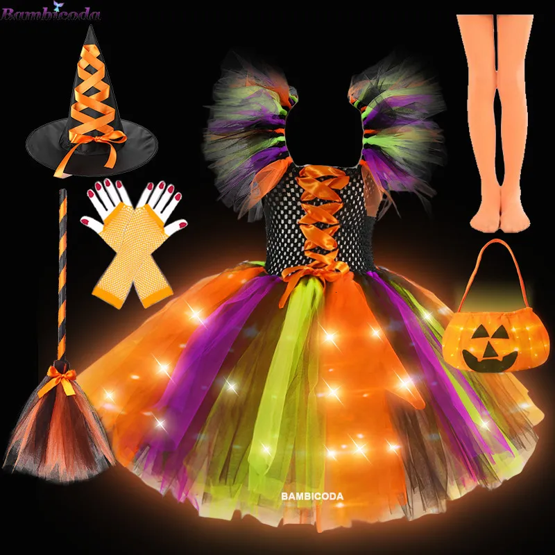 Cosplay Halloween Filles Sorcière Robe Princesse LED Light Up Robe Pour  Filles Fête Enfant Enfants Citrouille Costume Carnaval Robes De Soirée  230825 Du 7,87 €