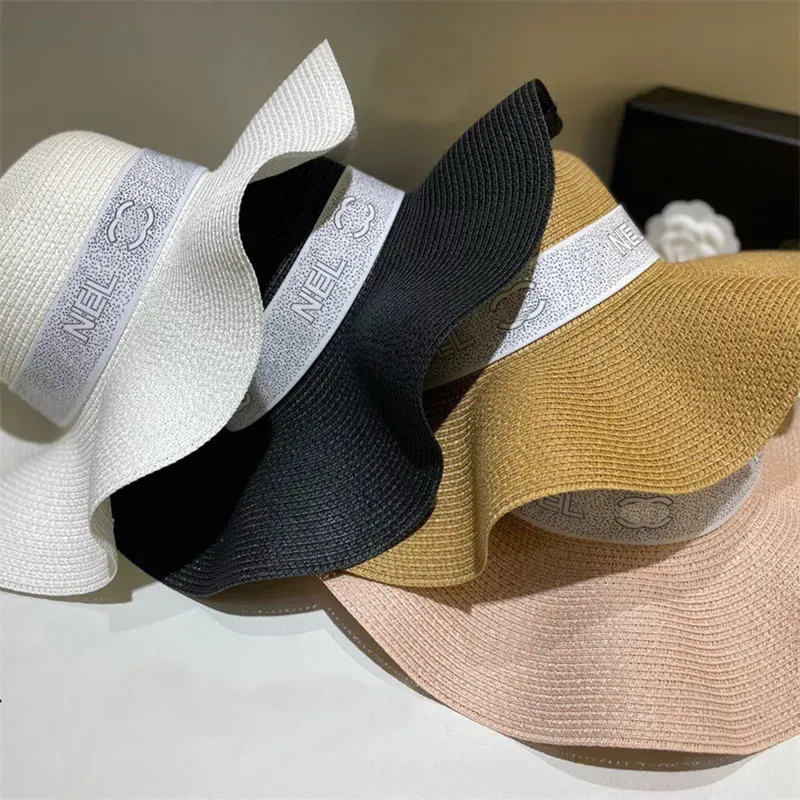 Designer Bucket Hats for Women Ruffled Straw Hat Fashion Casquette Cap Mens Summer Caps Beach Sun Hats Big Brim Ladies Buckets Hat 238267D