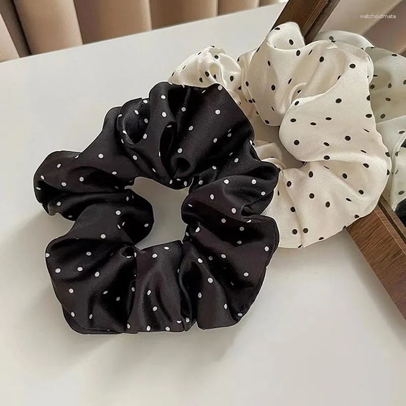 Pinces à cheveux Dongdaemun de corée du sud, noir et blanc, pointe ondulée en Satin, grand cercle rétro, doux, accessoires en corde pour sens Senior