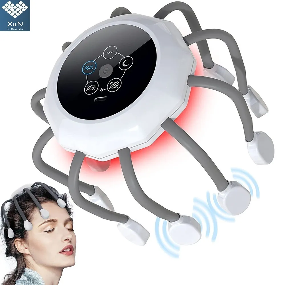 Huvudmassager Electric Scalp Red Light Therapy Vibrator Octopus Scratcher For Relaxation Stress Migraine Recharge 230825