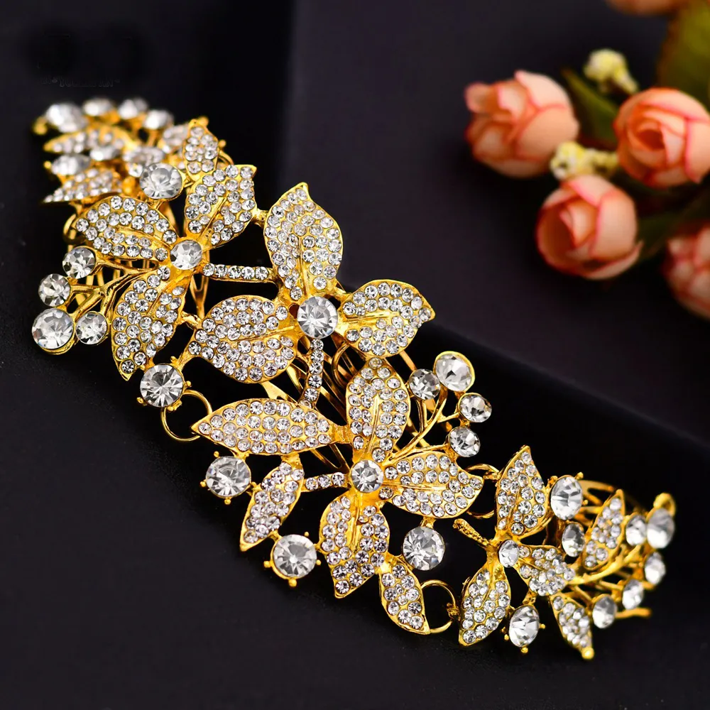 Indian Bridal Hair Accessories Alloy Flower Bridal Crowns and Tiaras Silver Hair Pieces Wedding Hair Jewelry