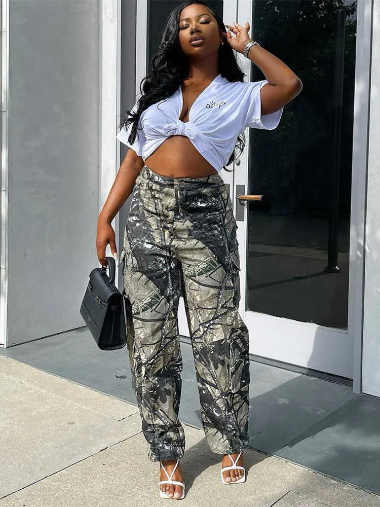 Women's Camouflage Cargo Capris: Vintage Pockets, Streetwear Y2K Pants for  Autumn