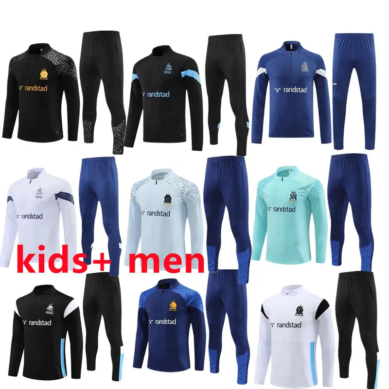 Kids Men Soccer Tracksuits Milik Payet Marseilles Survetement Jacket 22 23 24 Fottball Training Suit Veste Maillot de Foot Olympique OM Tracksuit Jogging