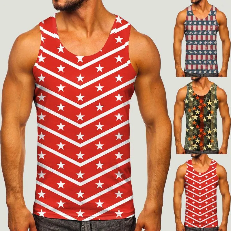 Men's Tank Tops Men Fashion Spring Summer Casual Sleeveless O Neck Printed Blouse Shirts For Loose Fit