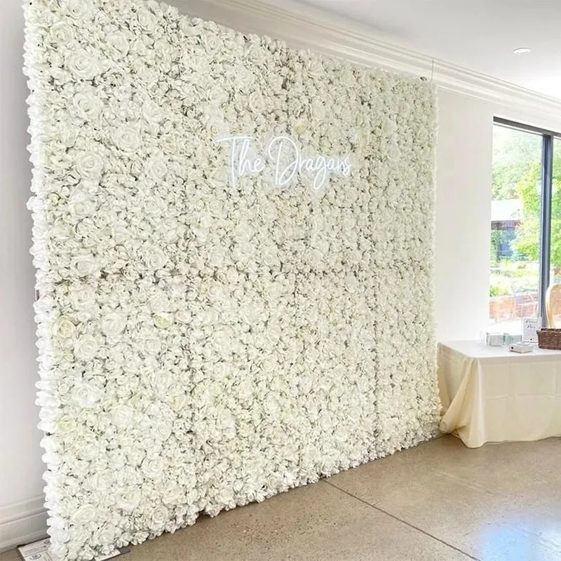 Flores decorativas grinaldas 60cm x 40cm painel de parede artificial para flor pano de fundo rosas falsas festa de casamento chá de panela decoração ao ar livre 230825