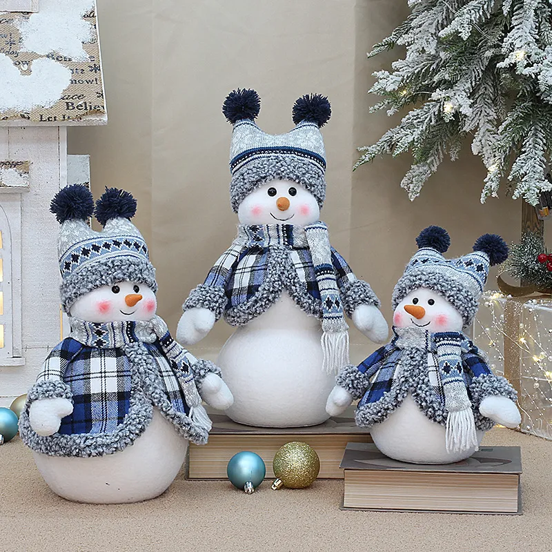 Decorazioni natalizie Decorazioni natalizie Serie blu Pupazzo di neve Bambola di Natale Regalo artigianale Decorazioni per la casa 2024 Felice anno 230825