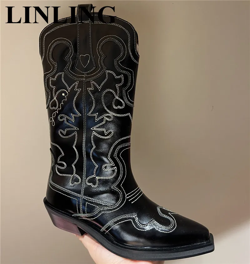 Boots Cowboy Cowgirl Boots For Women Fashion Real Leather