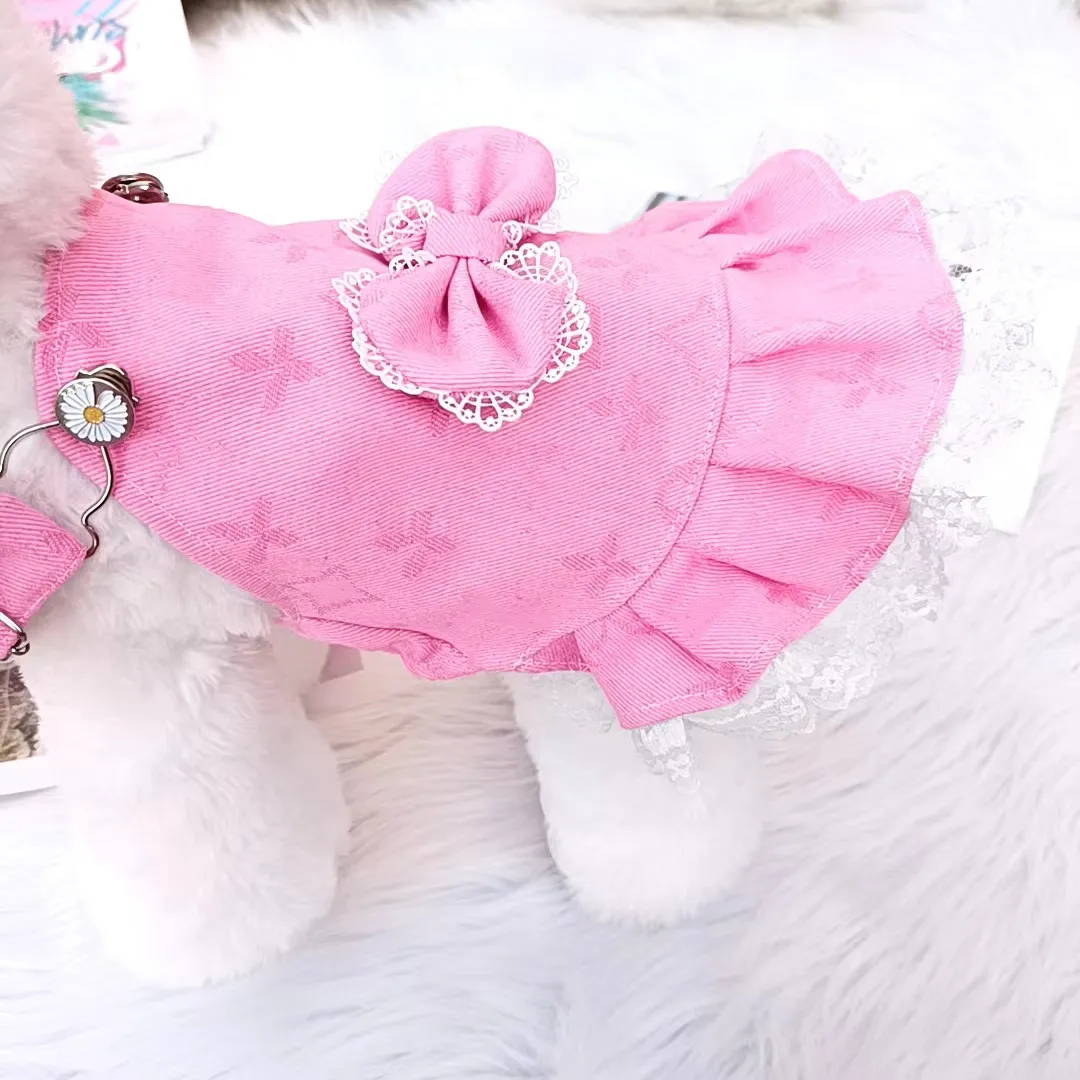 Симпатичные собаки Джинсовая юбка для цветочного принтного платья с кошачьей кот одежда для одежды шнаузер бичон Корги Тедди щенка