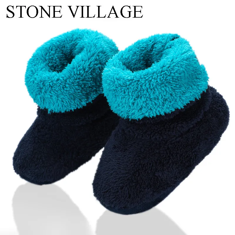 Pantoufle STONE VILLAGE solide bouton arrière filles pantoufles doux chaud en peluche enfants 27 ans garçons intérieur maison pantoufles 230825