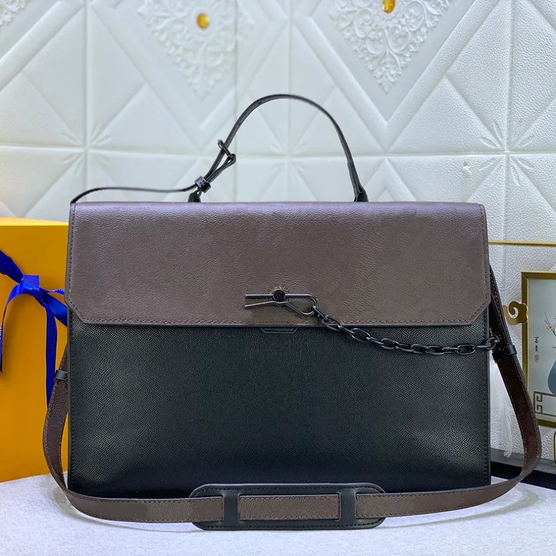 Fashion Business Unisex Laptop Case Classic Print Design Leather One Shoulder Business Bag