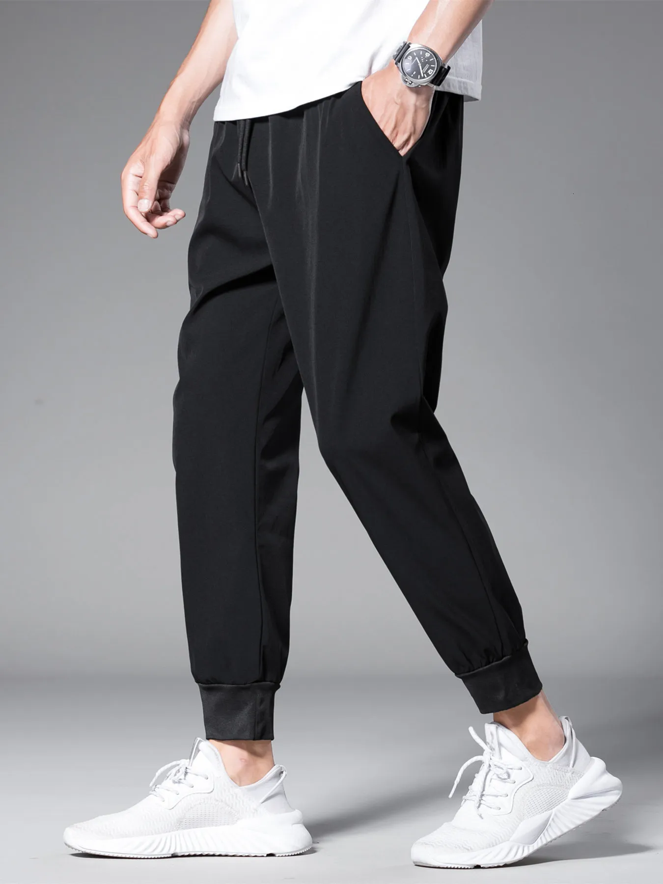 Pantaloni Di Carota A Coltura In Poliestere Casual Maschile Vita Leggera,  Elastica, Nero, Autunno Primaverile Da 12,26 � | DHgate