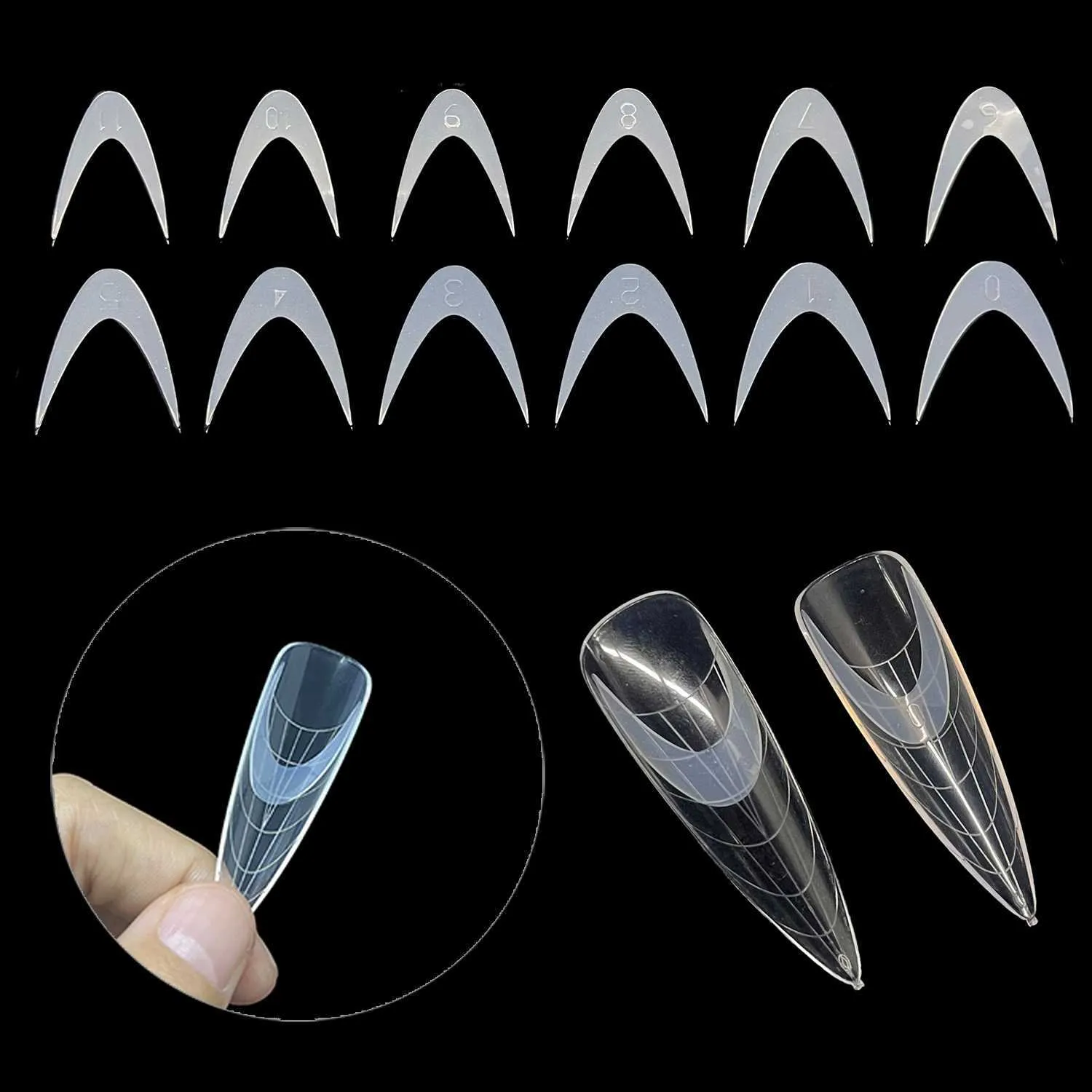 False Nails 1260pcs V Shape French Forma Dual Sticker Silicone French Line for Dual Forms False Tips Poly Nail Gel Extension Nails Mold x0826