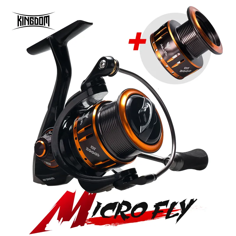 Fisketillbehör Kingdom Micro Fly Spinning Reel 1000 2000 3000 800 Spool för UL sötvatten- och saltvattenrullar 230825