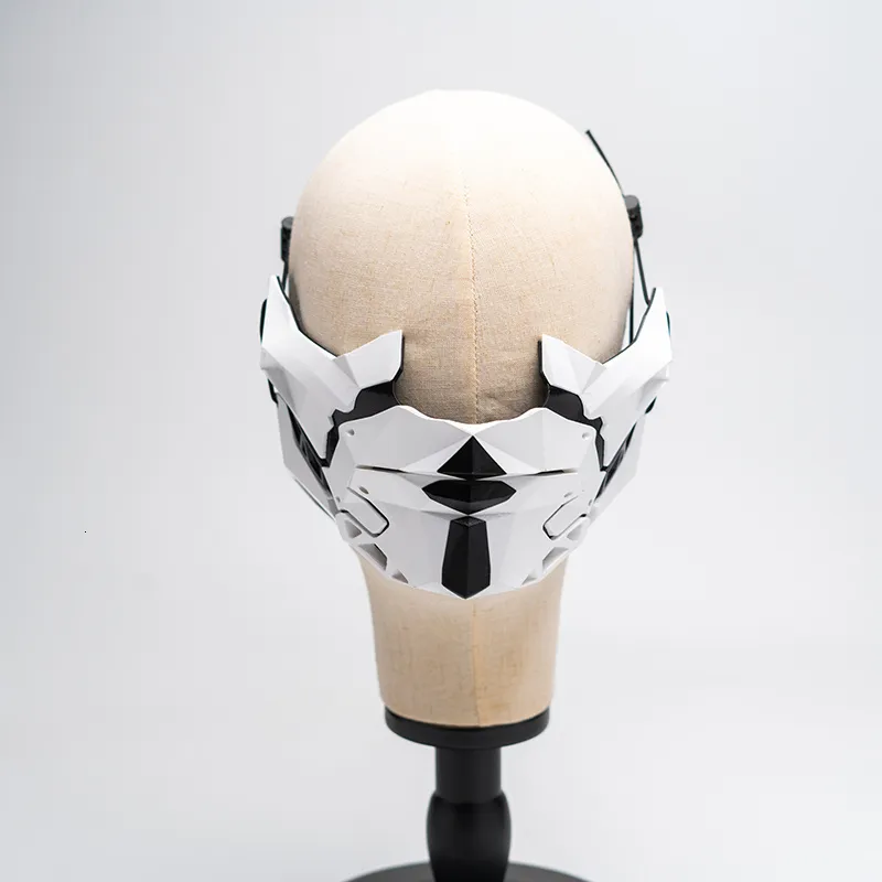 Máscaras de festa Punk máscara mecânica capacete branco preto samurai máscara ninja gótico pose adereços industrial funcional vento cosplay para festa 230826