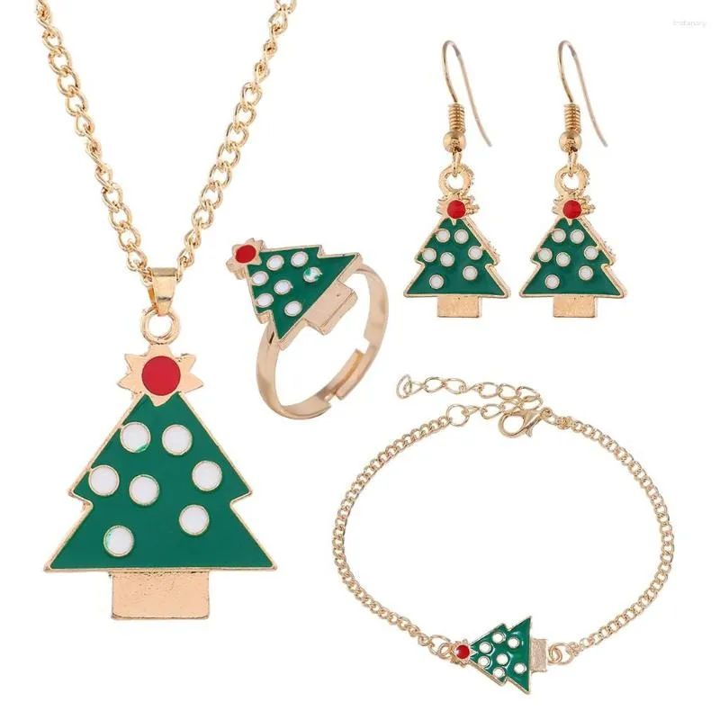 Ketting oorbellen set creatieve kerstboom druppel olie trui ketting sieraden