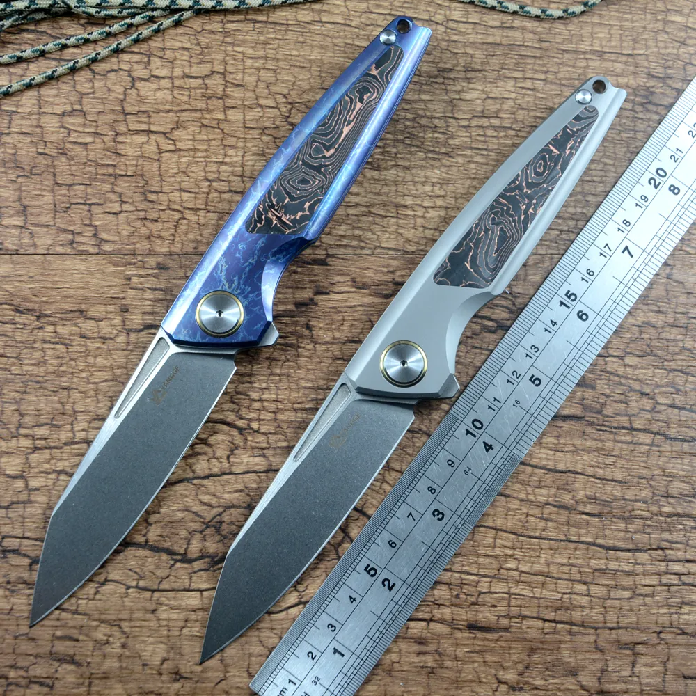 Yangge Knife M390 Blade Flipper Szybki otwarty prezent Zebrany nóż kieszonkowy TC4 Titanium Carbon Fibre Uchwyt narzędzie zewnętrzne RiHe YG001