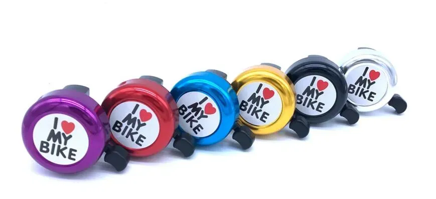 I Love My Bike Bicycle Cycling Handbar Mount Bells Horns Steel and Plastic Heart Horn Ring Bell