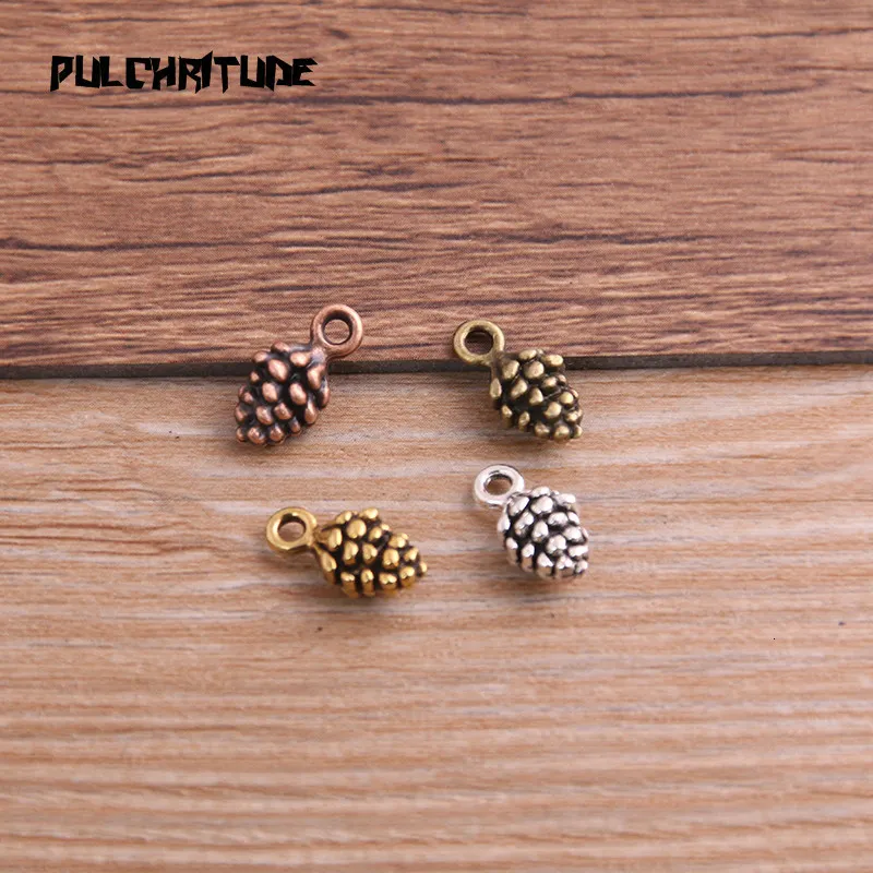 Charms 20st 5*7*13mm Three Color Pine Nut Charms Christmas Pendants For DIY Jewelry Handmade Making Accessorie P6794 230826