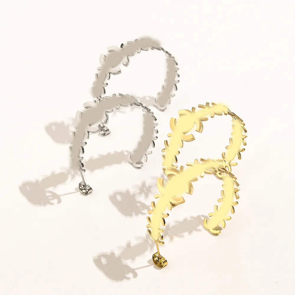 Kolczyki projektanta 18k złote kolczyki z logo marki urocze kobiety uwielbiają obręcze podręczne akcesoria biżuterii mody