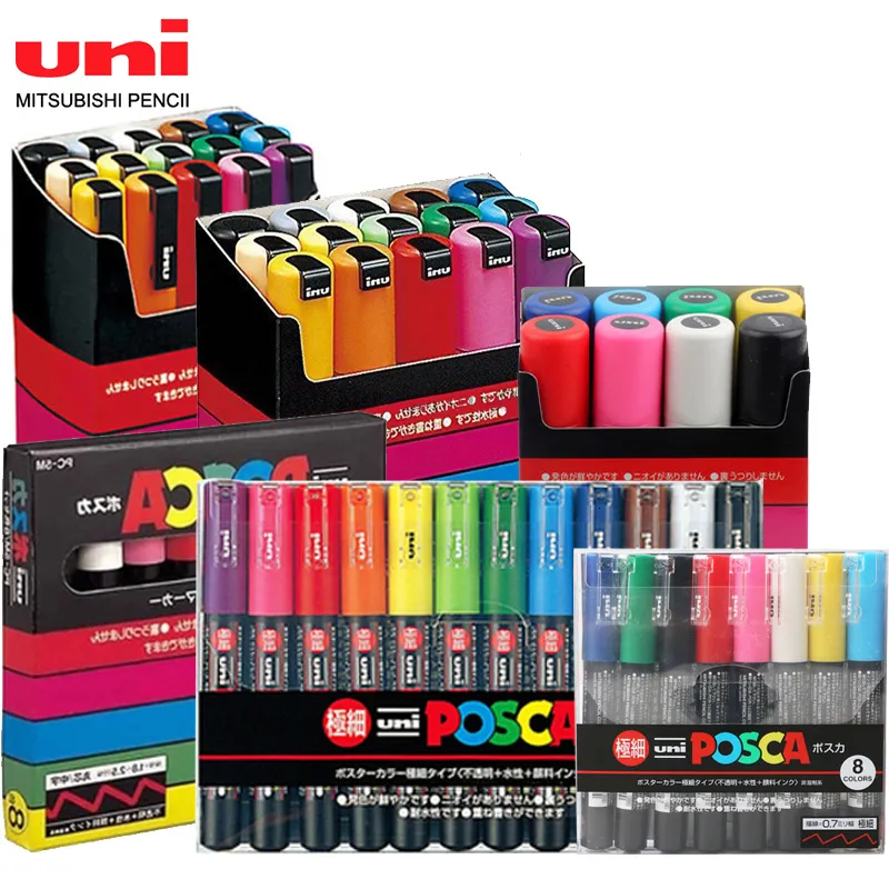 Markers UNI POSCA Markers Set PC-1M PC-3M PC-5M Painting Filling Dedicated POP Advertising Poster Graffiti Paint Markers Art Supplies 230826