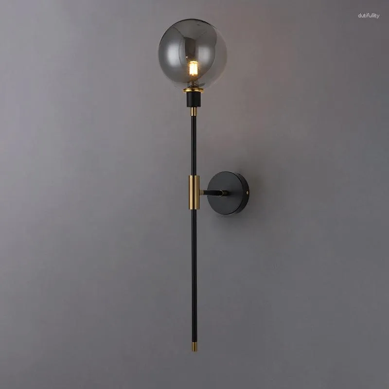 Lampy ścienne nowoczesne domowe żelazna sypialnia magiczna magiczna magia do lekkiego wystroju lampa na poddaszu mieszkalne wyposażenie piłki pokój Nordic Glass Black