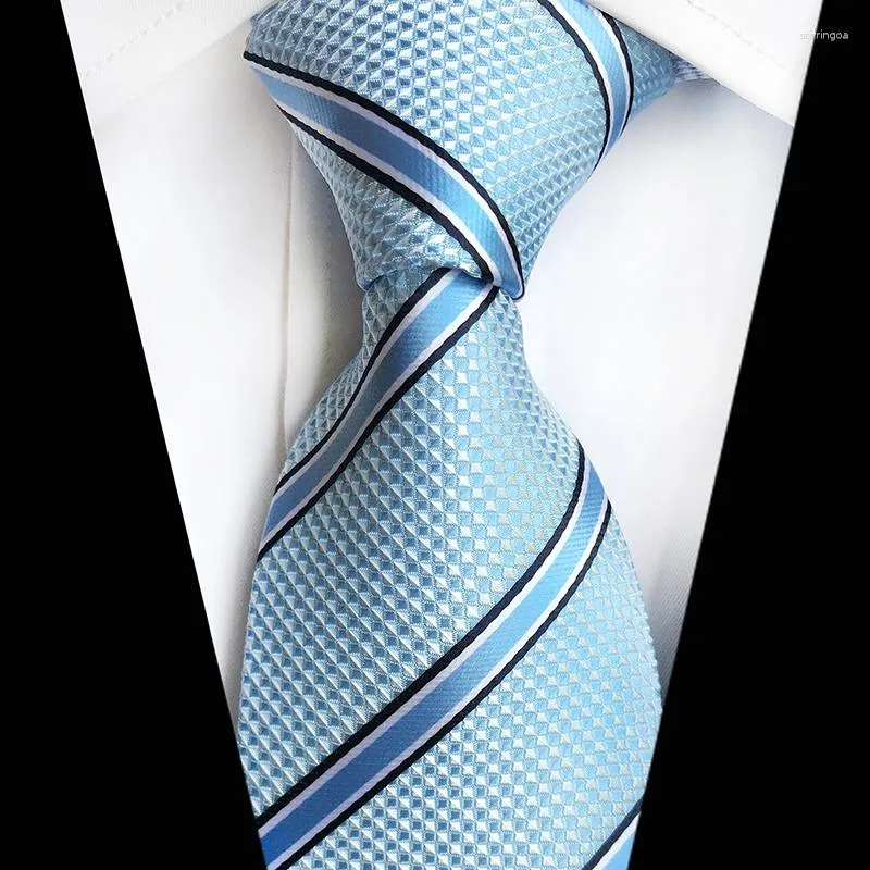 Båge slipsar högkvalitativ 8 cm randig siden slips blå röd gul grön handgjorda modemän vävda mager slips för bröllopsfest