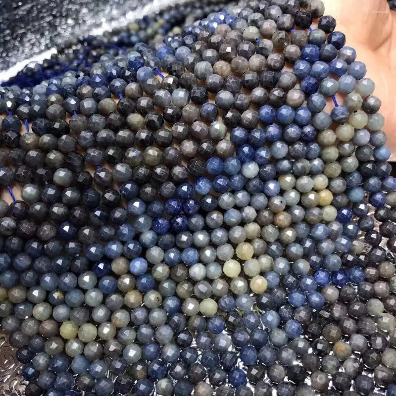 أحجار كريمة فضفاضة تدرج الياقوت الأزرق جولة 6 مم للمجوهرات DIY صنع الخرز FPPJ Wholesale Nature Gemstone