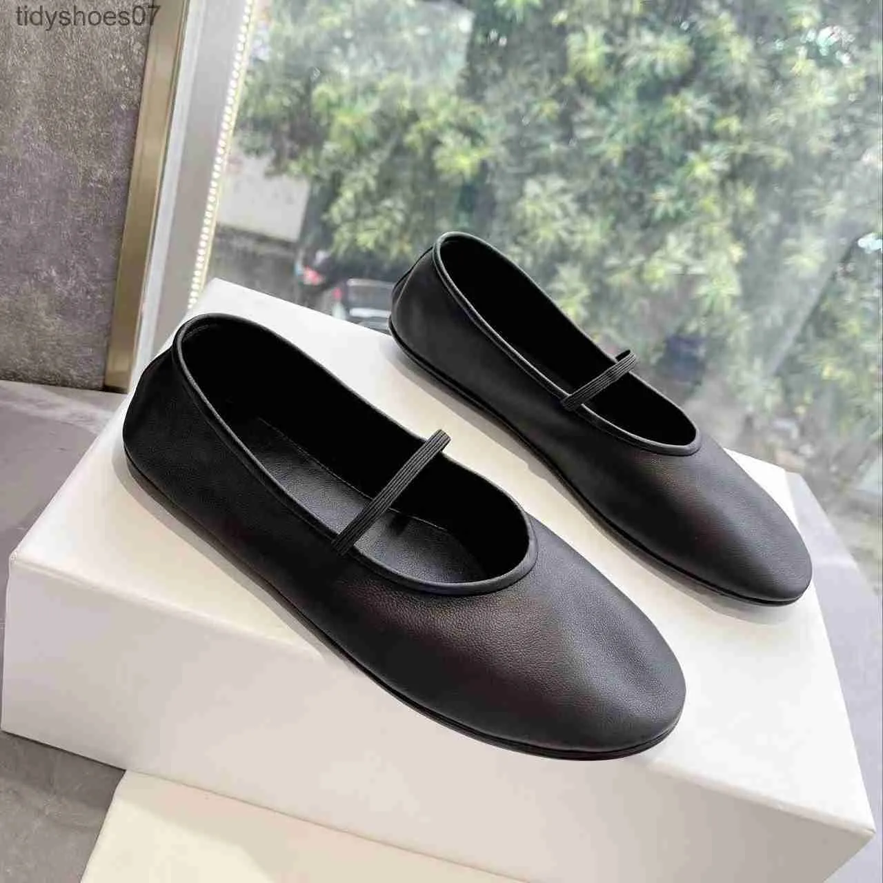 Raden Mary Jane Single Shoes Women's Summer Shallow Mouth Ballet Dance Shoes Flat Leather Mormor Shoes