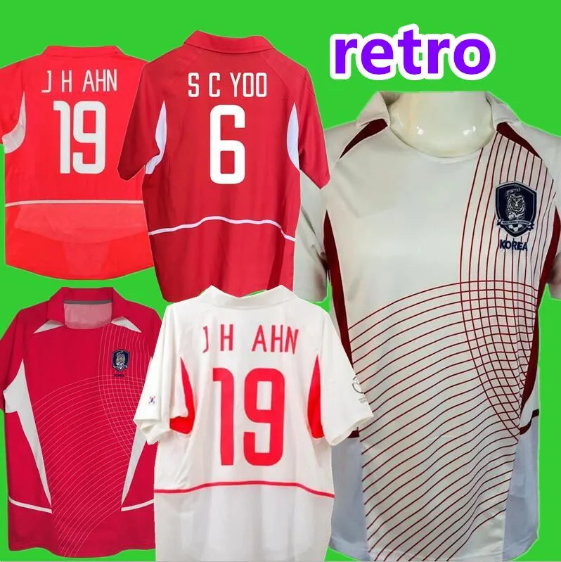 2002 Maillots de football rétro Corée du Sud 02 04 C G SONG Ahn Jung-hwan M B HONG Park Ji-sung T Y KIM à la maison vintage maillot de football classique 9898