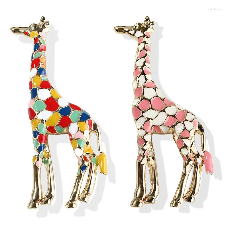 Broscher emalj giraff för kvinnor söta djur stift mode smycken guld färg present barn utsökta broschyrer