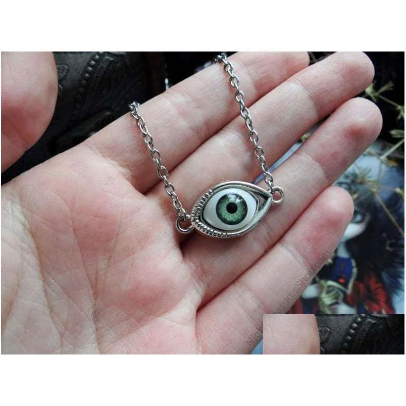 Pendant Necklaces Vintage Bronze Turkish Evil Devil Eyes Necklace Punk Bff Statement Steampunk Choker For Women Witch Gothic Dhnlr D Dhldc