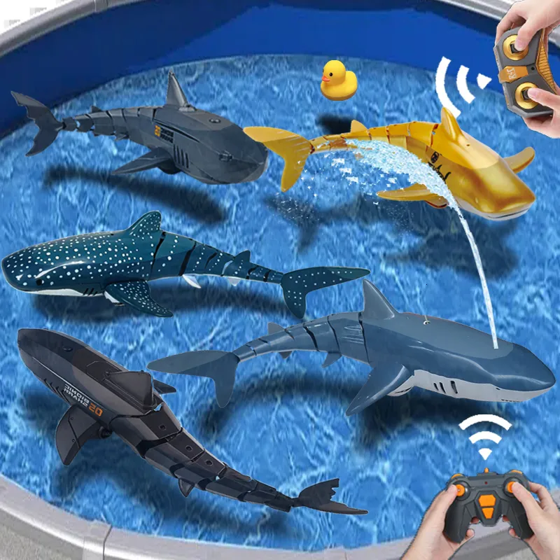 ElectricRC Animals RC Animal Robot Simulation Shark Electric Prank Toy for Children Boy Kids Pool Water Swimming Submarine Boat Fjärrkontroll Fisk 230825