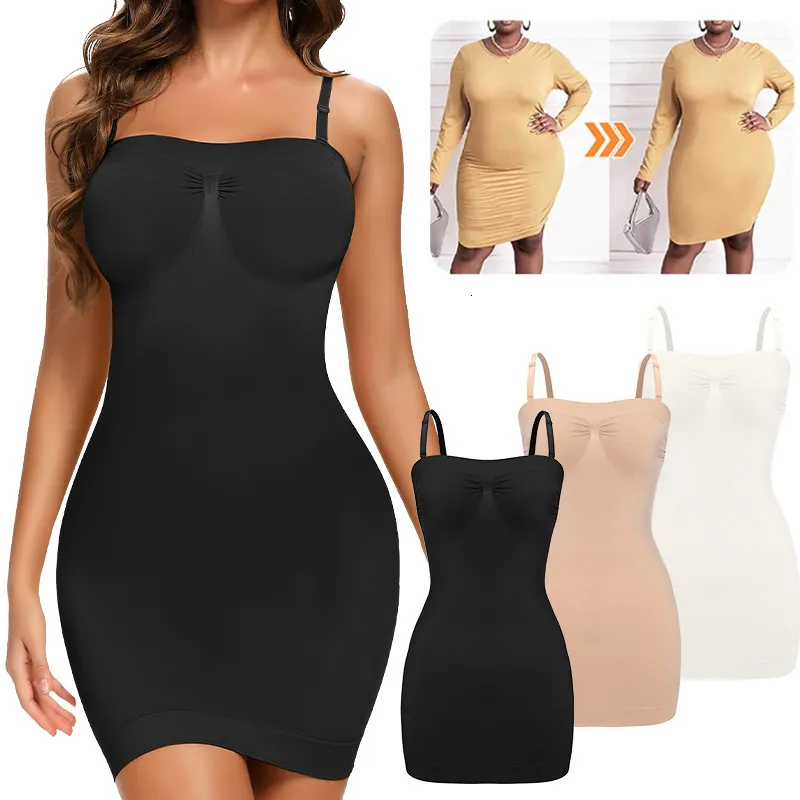 Cintura barriga shaper mulheres shapewear strapless tubo deslizamento vestido mini bodycon vestidos para tanques sem costura top emagrecimento roupa interior espartilhos 230825