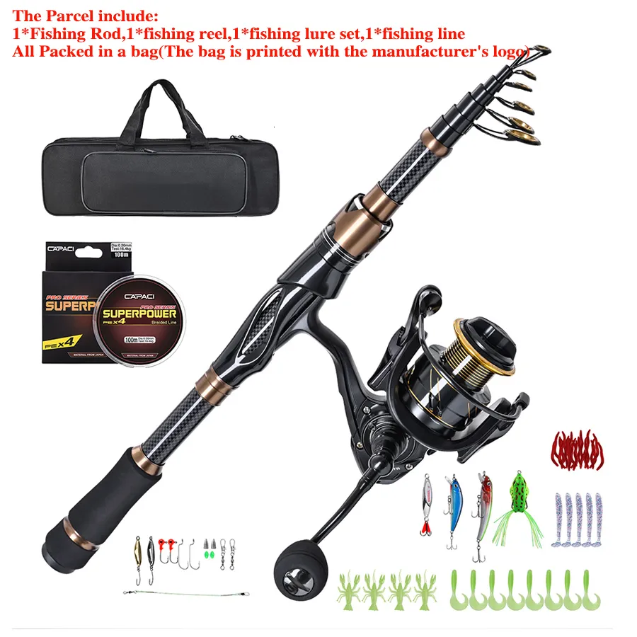 Trolling Rod Set Instant Anti Reverse Reel Complete Telescopic Fishing Rod Combo Set ...