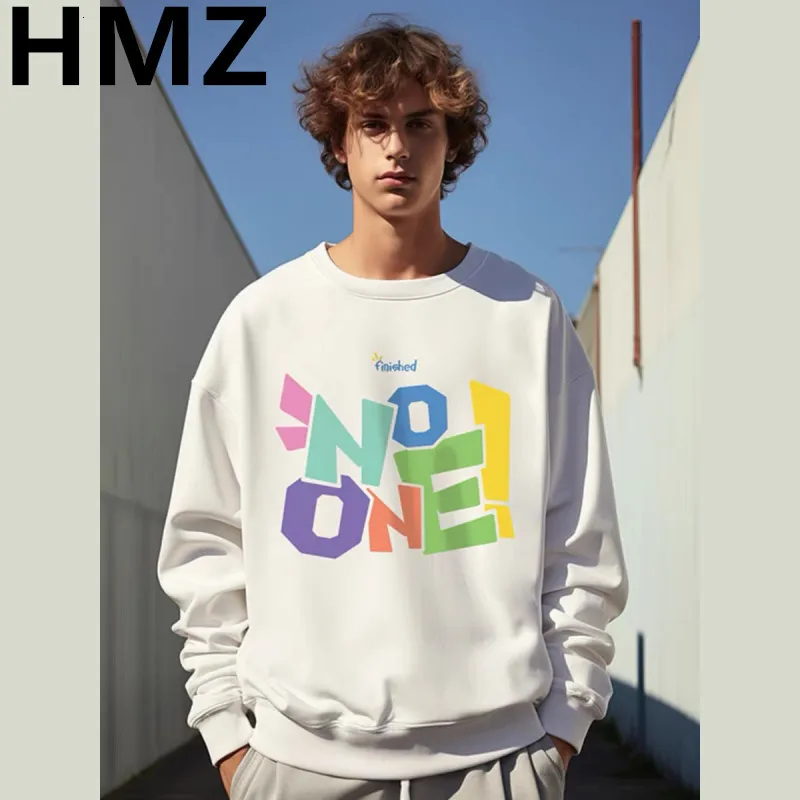 Mens Hoodies Moletons HMZ Carta Colorida Impressão Moletom Para Homens Solto Moda Pulôver Roupas Hip Hop Streetwear Outono Masculino Camisola 230826